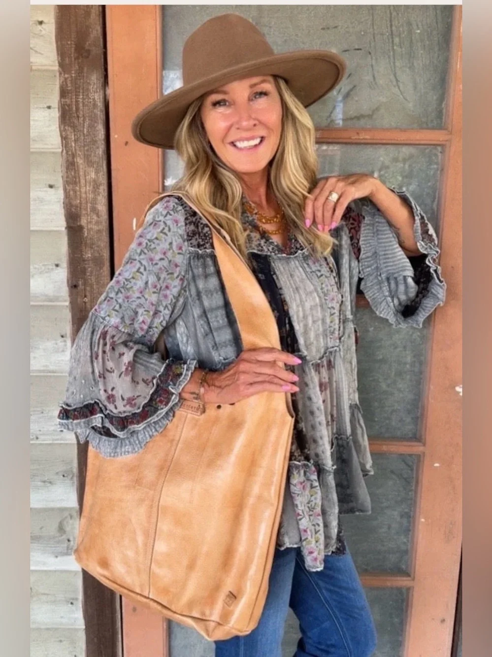 NWT Bed Stu Leather Ariel Max Hobo Shoulder Bag Oats DD Dip Dyed Retail $248